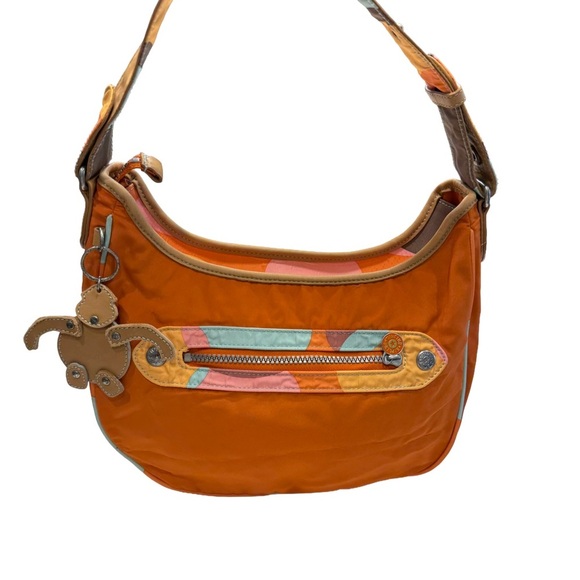 Kipling Nylon Hobo Women’s Orange Shoulder Bag With Monkey Adjustable Strap - Picture 1 of 16